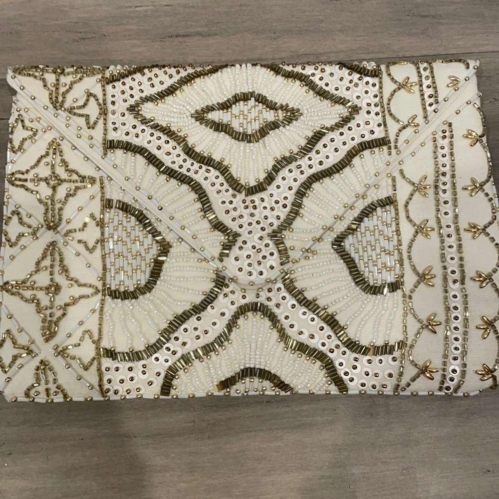 Gold Beaded Clutch Brand New!